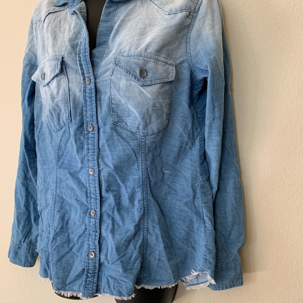 Bella Dahl Light Wash Corduroy Denim Button Shirt - Picture 6 of 11